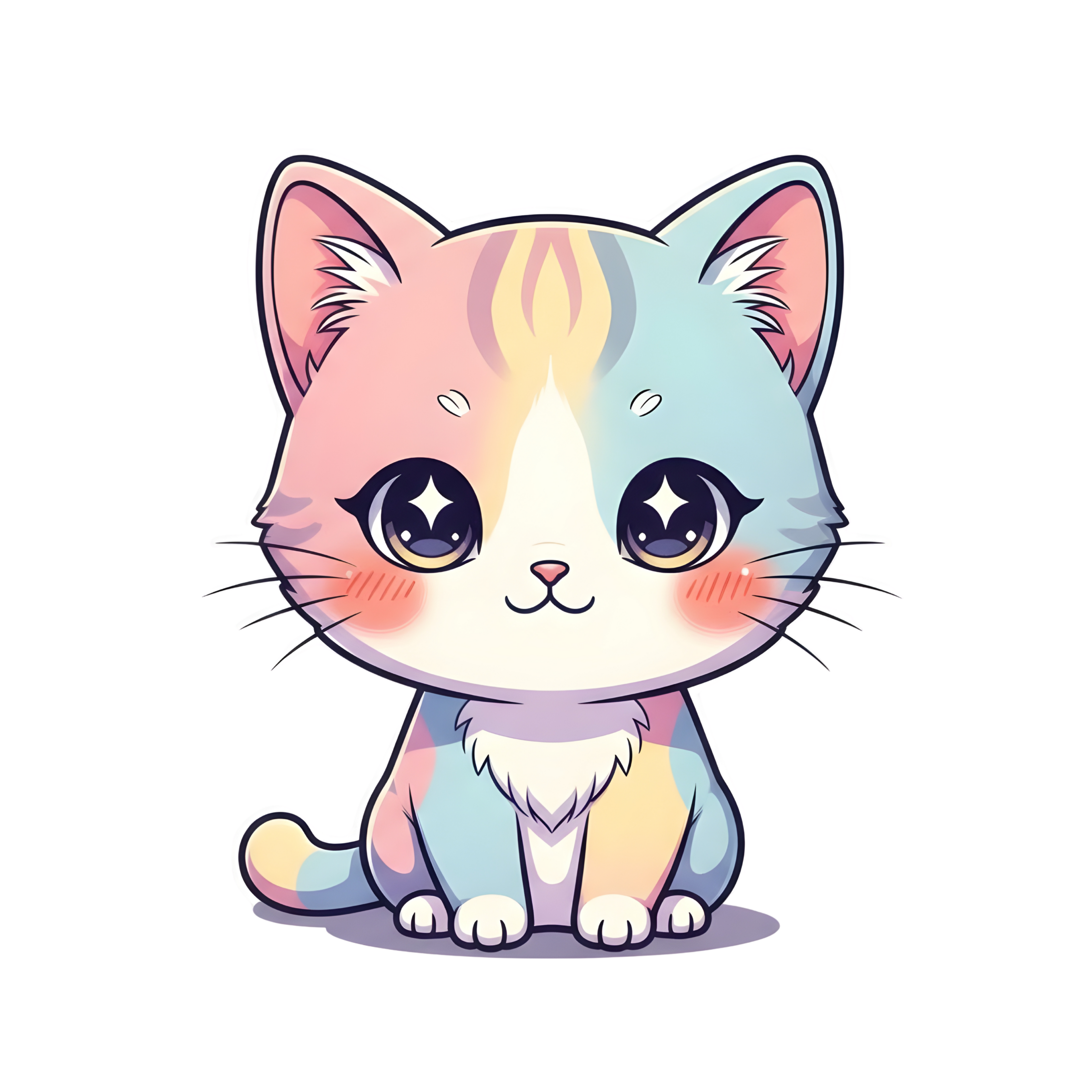 Pastel Cute Cat PNG Clipart